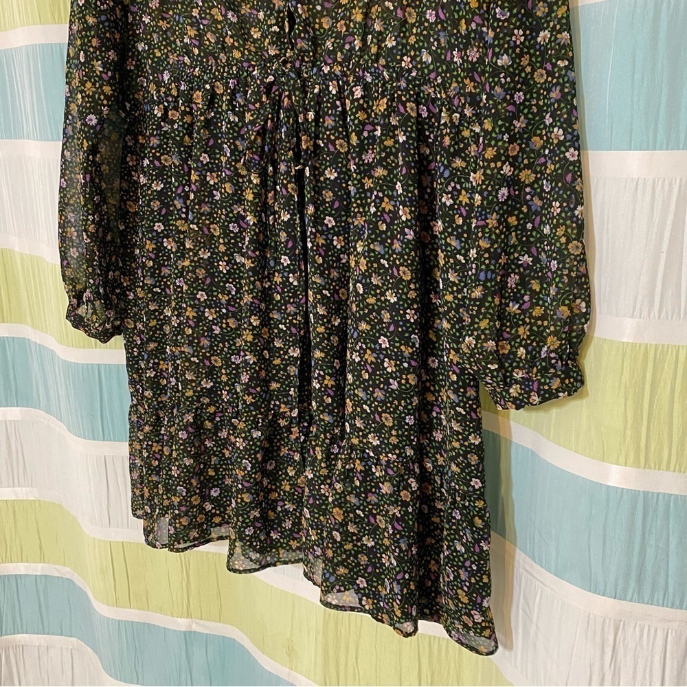 Zara Floral Sheer Lined Dress Sz Medium - Picture 3 of 9